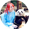 Take photo with giant panda