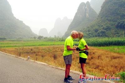 Senior travellers visiting Guilin Yangshuo countryside