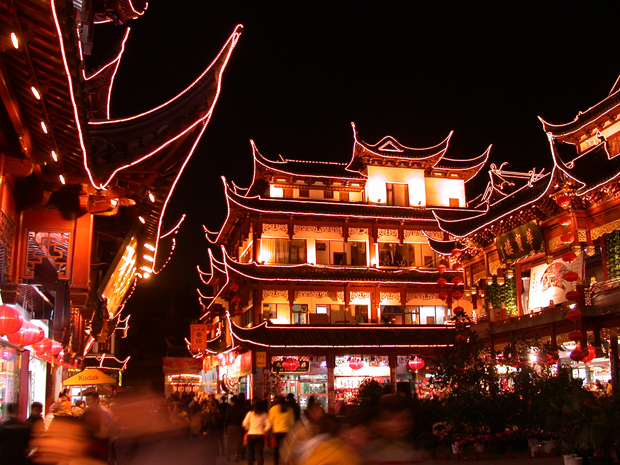 Town God Temple Colorful Lights, Shanghai Attractions, Travel Photos of