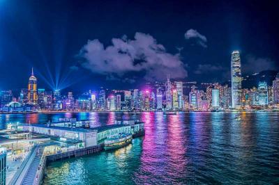Hong Kong Victoria Harbour Cityscape at Night